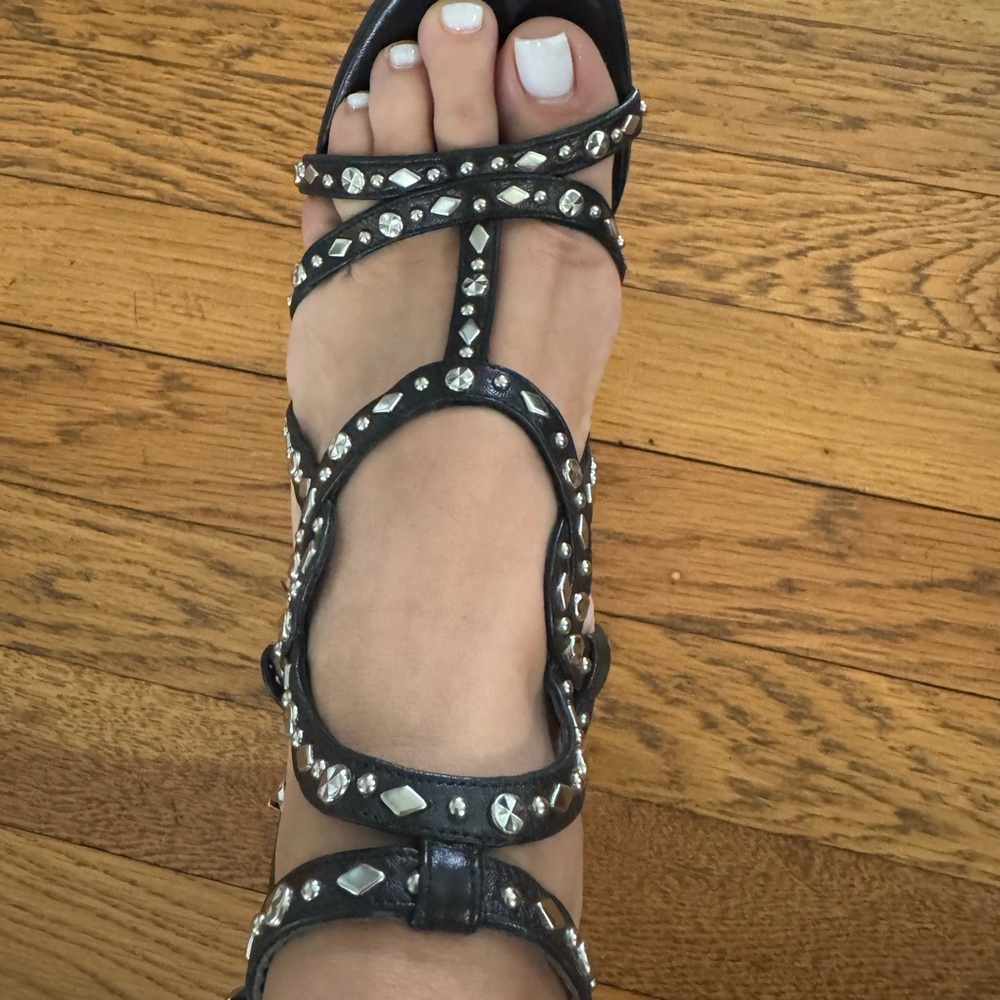 VERSACE Black Studded Sandals Size 37.5